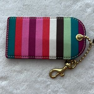NWT Coach multi stripe luggage tag